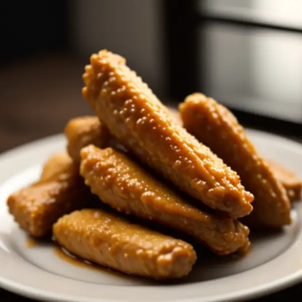 Alas de pollo crujientes, marinadas en salsa de soja.
