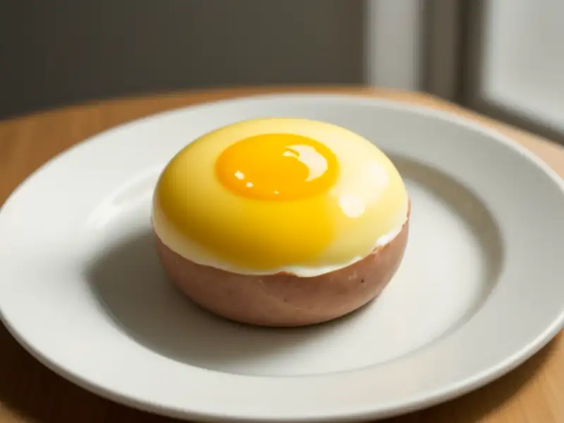 an egg in a Frankfurt sausage casing