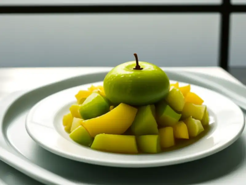 Mango verde marinato con prugne salate