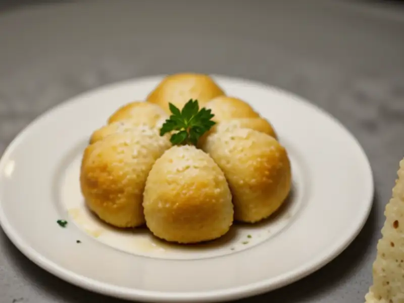 Arancini (Italiaanse rijstballetjes) met Pesach-ingrediënten: rijst, mozzarella en tijm.