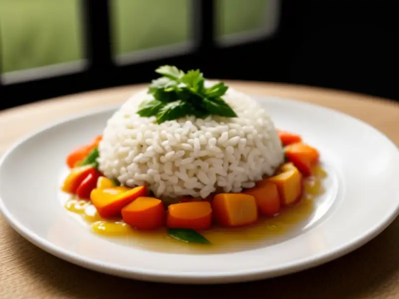 Arròs internacional, arroz salteado do Empordà com atum, cogumelos e açafrão