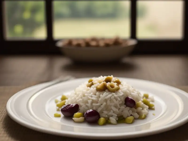 arroz con pasas, nueces y almendras
