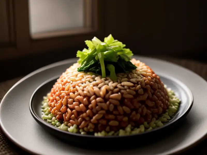 Arroz integral a la parrilla con algas