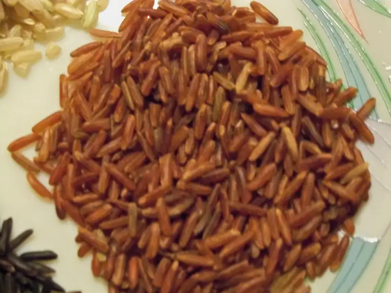Arroz vermelho com cogumelos e páprica