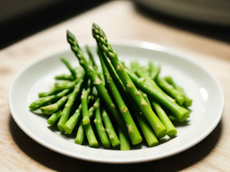 Salade met gegrilde asperges op de barbecue