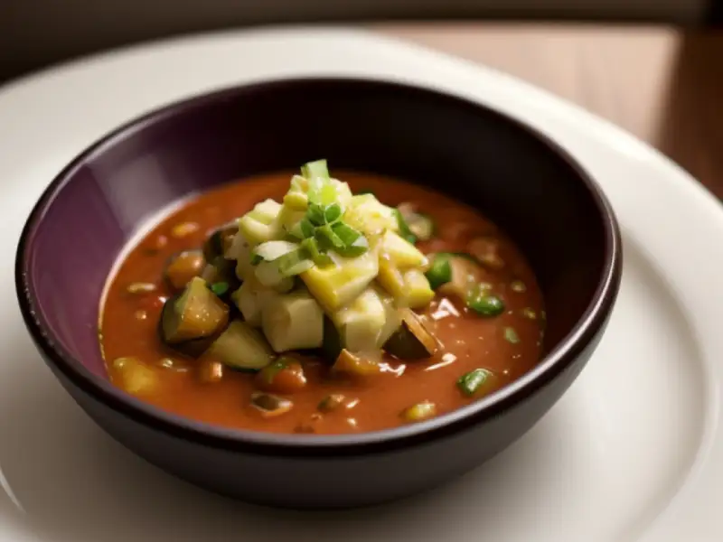 Aubergine- en courgette soep