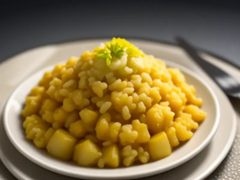 Batatas, arroz e bacalhau com açafrão