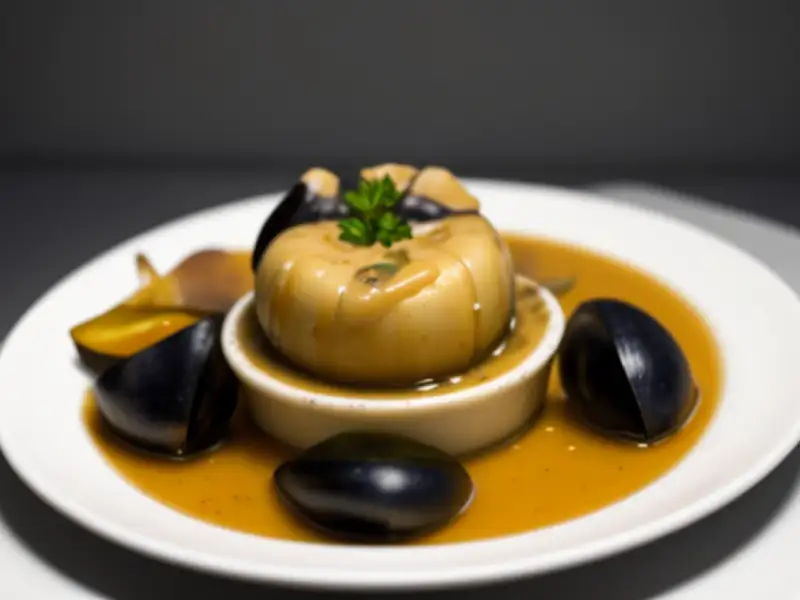 Bagna cauda chilena com caranguejo-real