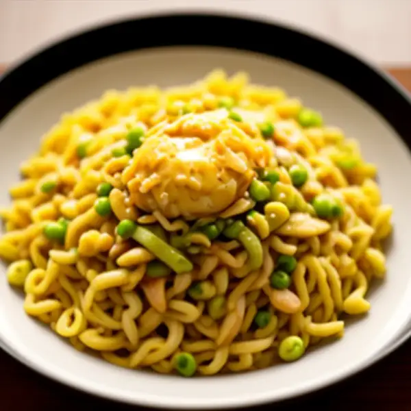 Gebratene Nudeln mit Hühnchen und Gemüse (Bami Goreng)