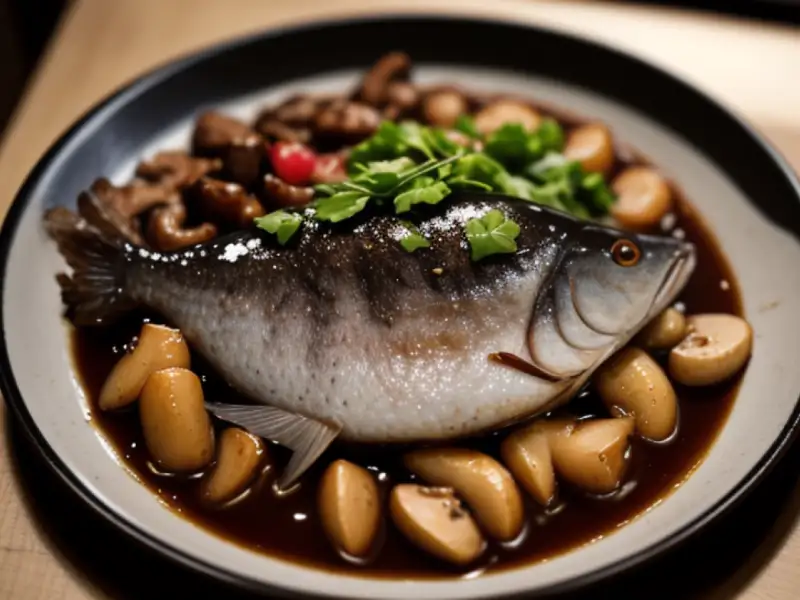 Bangus na chapa com molho de cogumelos e tomate