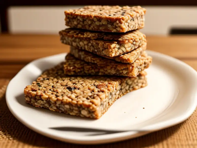 Barritas de cereales con semillas y tahini.