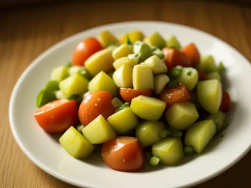 Batatas salteadas com tomate e alho