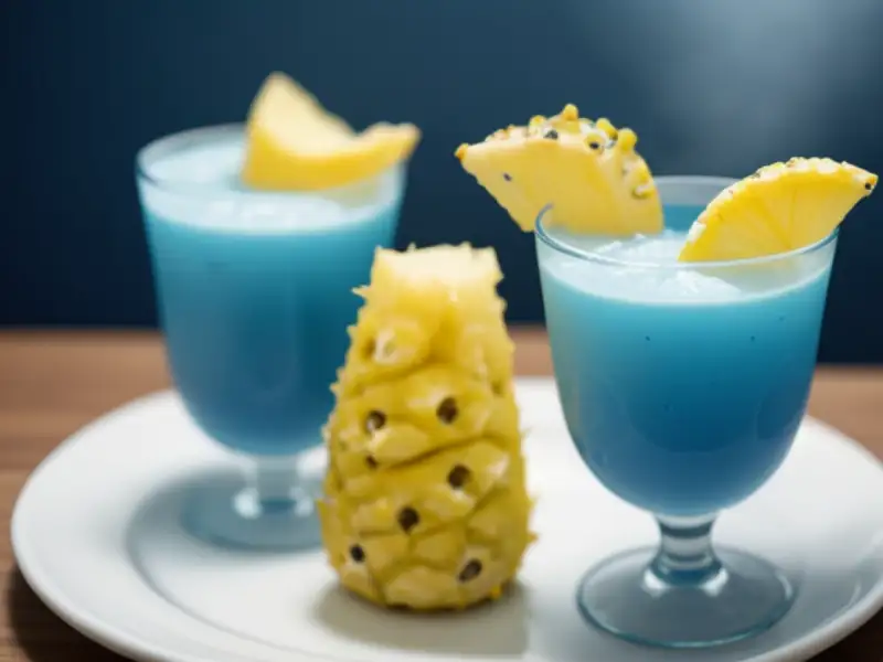 Batida Night in Blue, coquetel azul com abacaxi