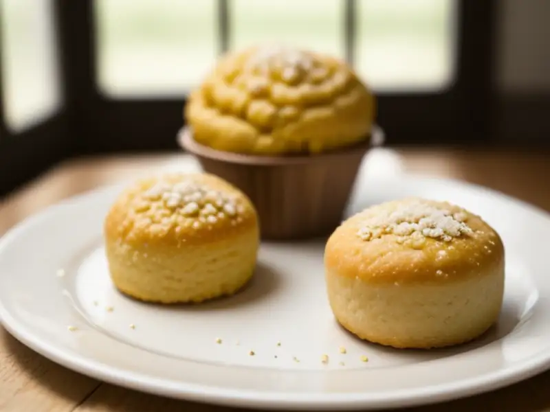 Beccute, pãezinhos de milho, nozes e pinhões
