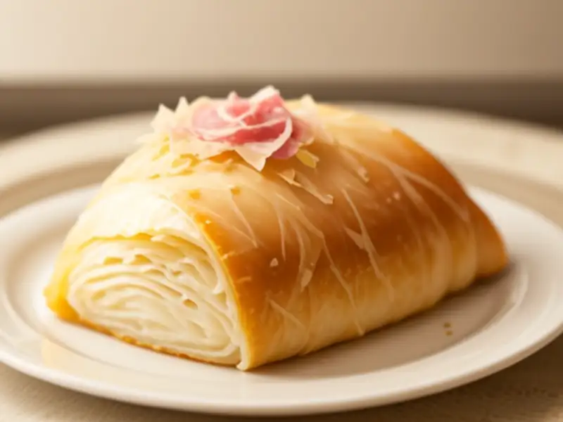 Endive, Parmesan, and ham-filled pastry