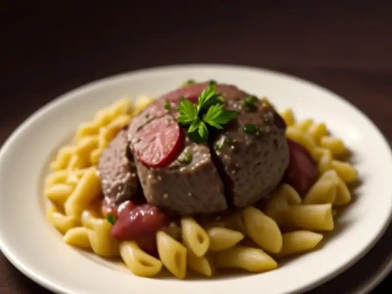 Pasta with herbs and meat