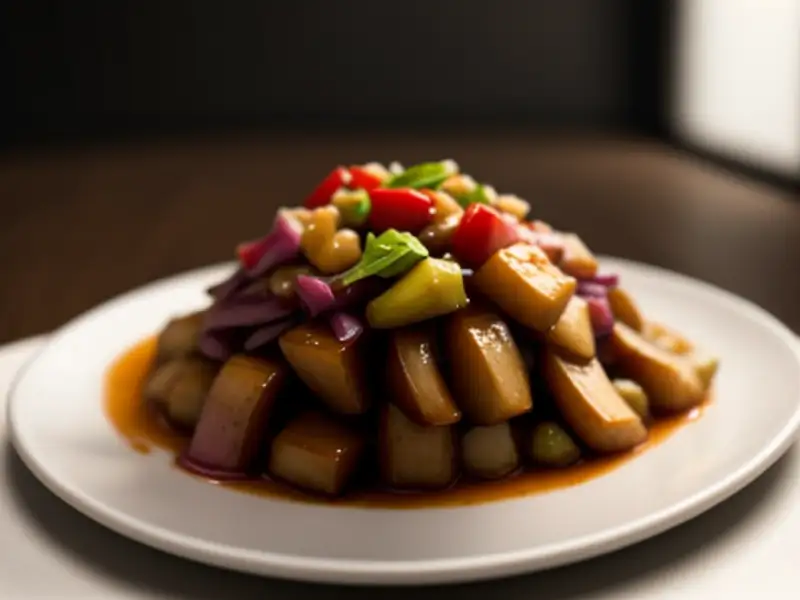 berenjena salteada en wok