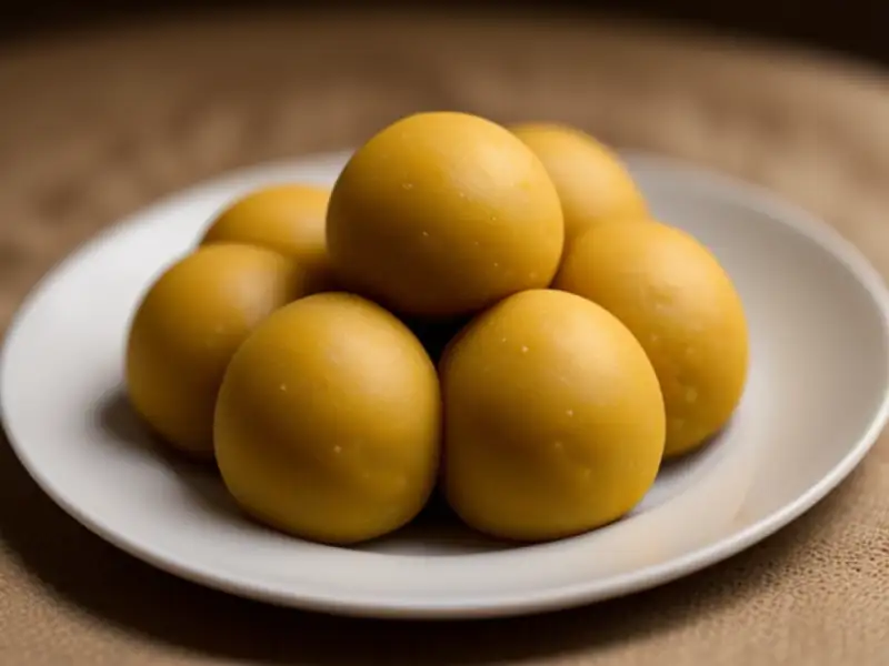 Besan laddu no micro-ondas, bolinhas de farinha de grão-de-bico com ghee