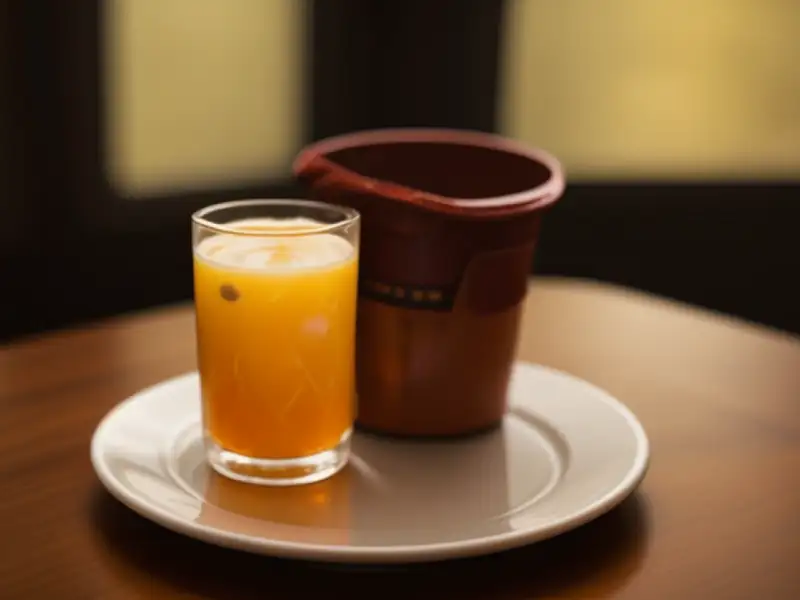 Bevanda calda arancione e latte concentrato