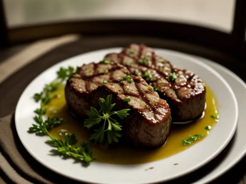 Bifes bovinos grelhados com ervas e alho