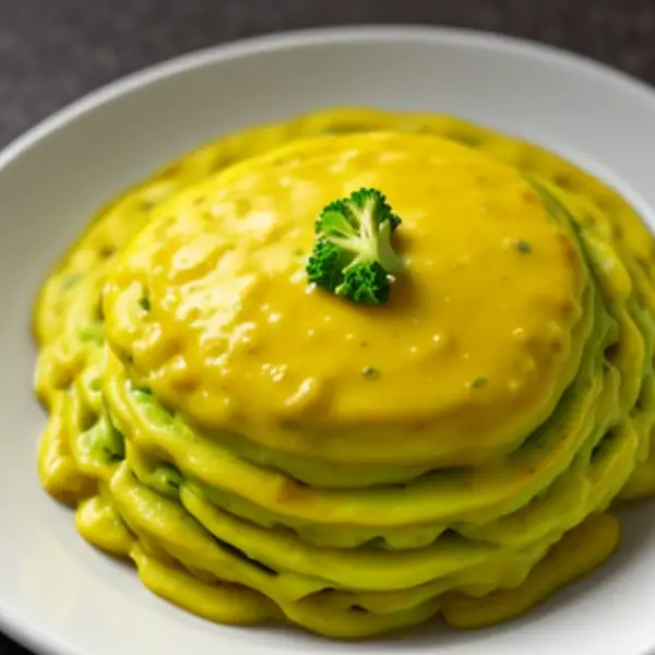 Blumenkohl- und Brokkolirührkuchen, Curry-Sauce