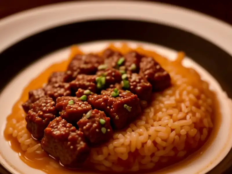 Carne achari, com sabor de picles picantes