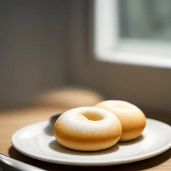 Bolinhos fofos de ashel com açúcar de confeiteiro