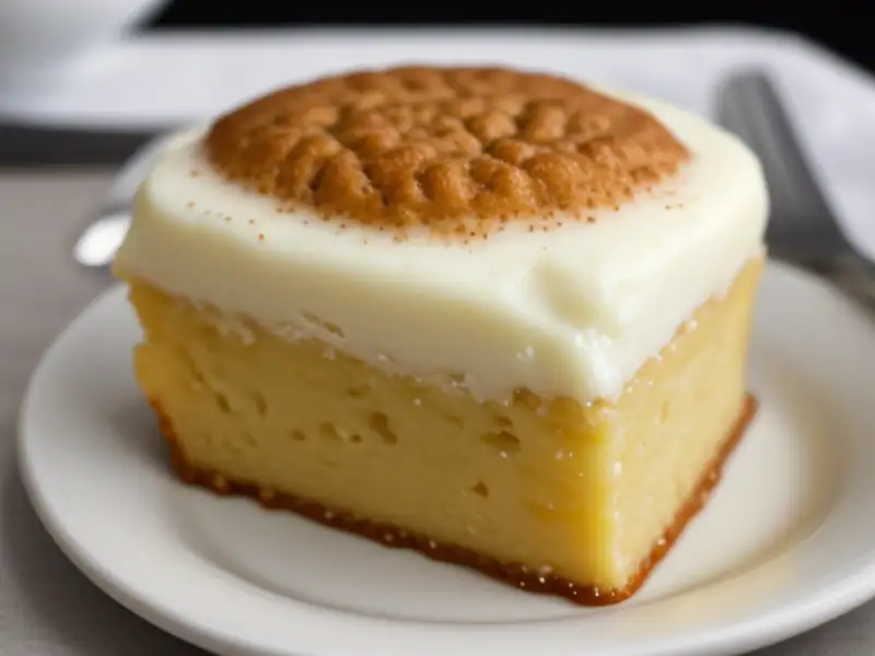 Bolo de café com toque brasileiro, coberto com açúcar mascavo.