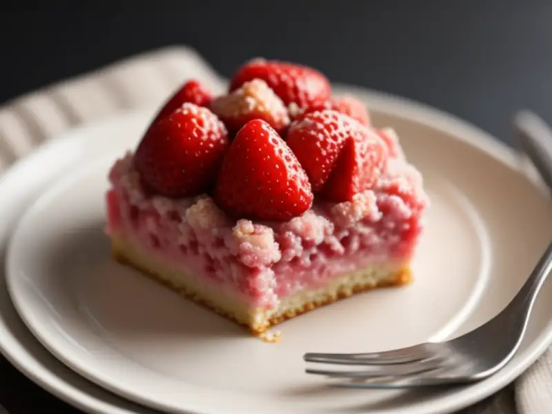 Bolo de morango com farofa crocante