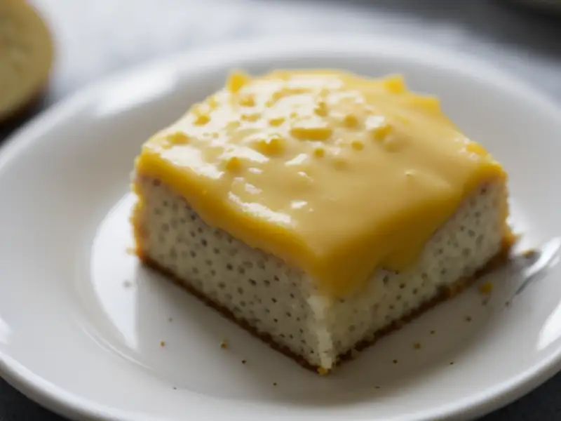 Bolo de papoula com creme e biscoitos champanhe