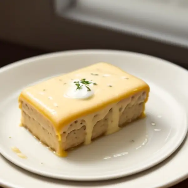 Brick pastries with plant-based blood sausage and bean cream