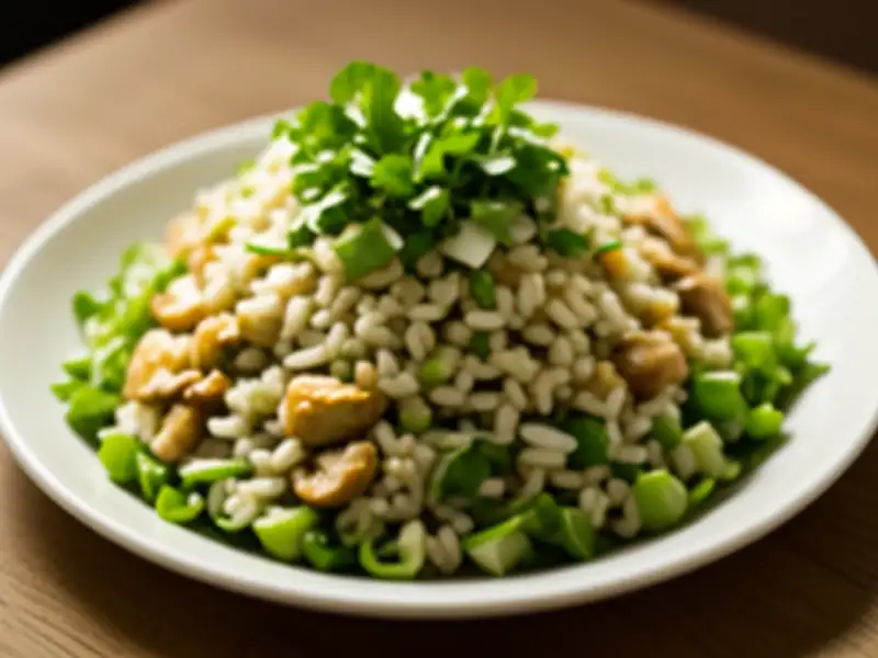 Chicken and brown rice vermicelli salad