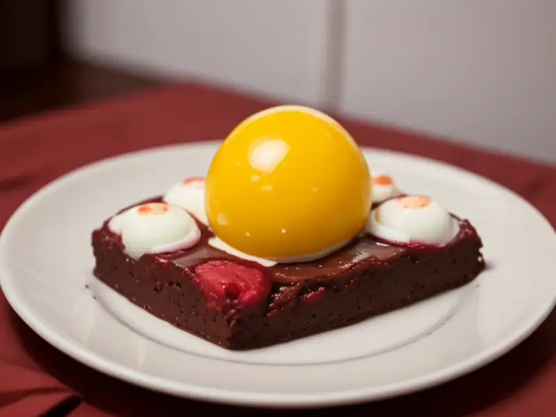 Brownie al cioccolato con latte e lamponi