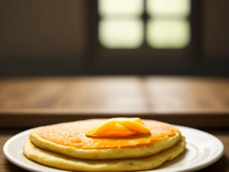 Brustengo: panqueca com toucinho e laranja