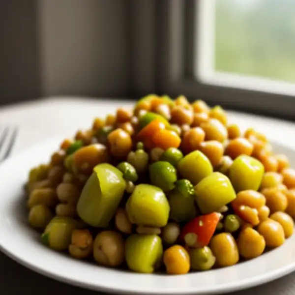 Bulgur salad with olives and chickpeas