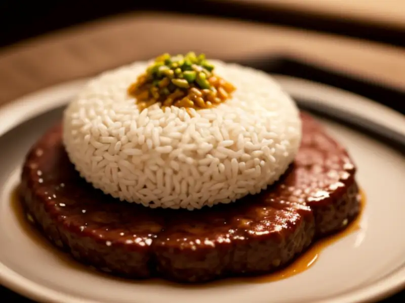 Cơm cháy, biscoitos de arroz crocantes com molho de carne