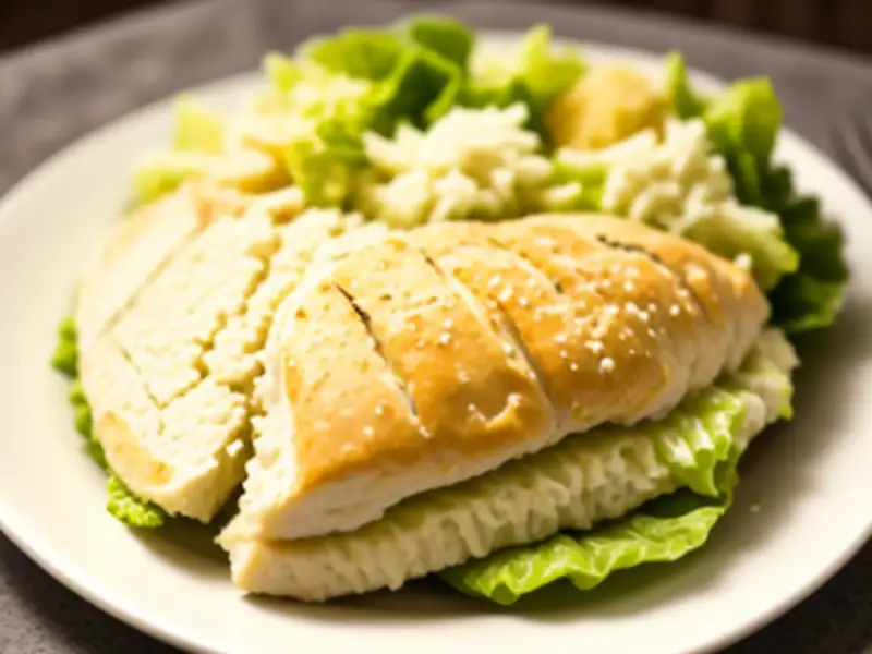 Grilled chicken Caesar salad with Parmesan cheese