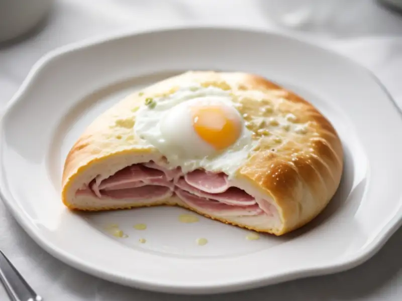Calzone ao forno com presunto, ricota e muçarela