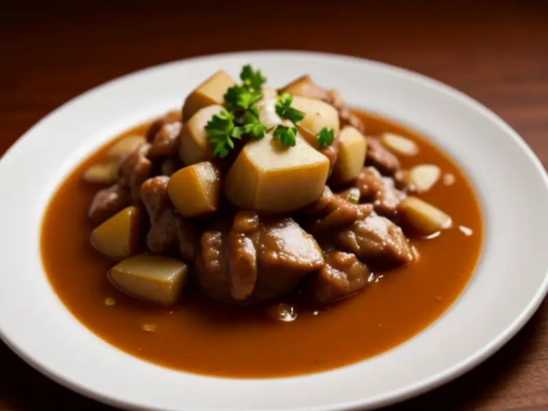 Carne con papas (carne cozida com batatas)