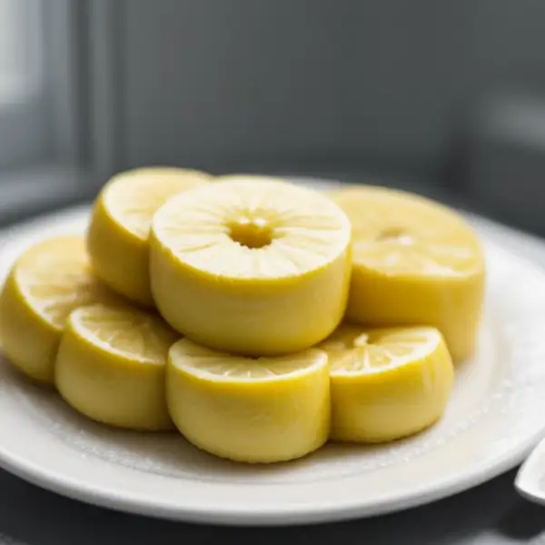 Carrés de banane au citron, sucre glace