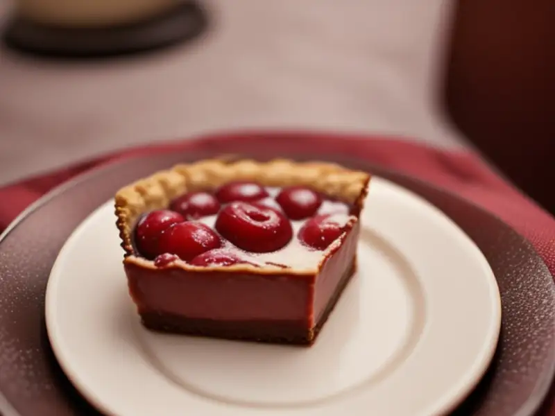 Cherry Amarena tart with chocolate cream and coffee