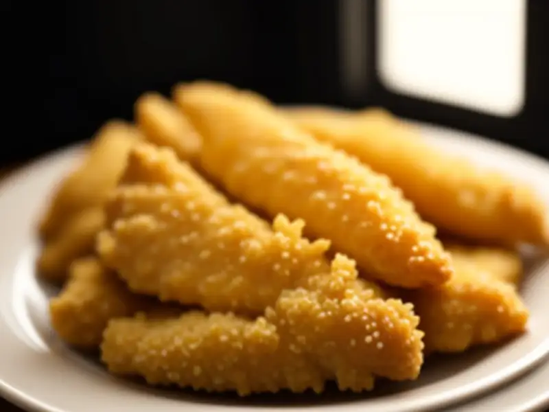 Chips de frango crocantes no micro-ondas