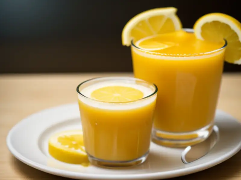 Cocktail analcolico a base di banana, arancia e granatina