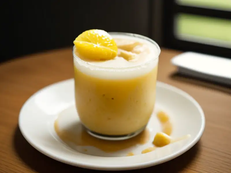 Cocktail alcolico a base di banana e cocco, con un tocco di arancia