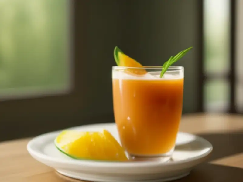 Cocktail mit Pfingstrose und Wassermelone