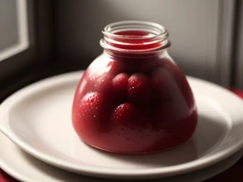 Compota de framboesa em potes, sem cozinhar a fruta