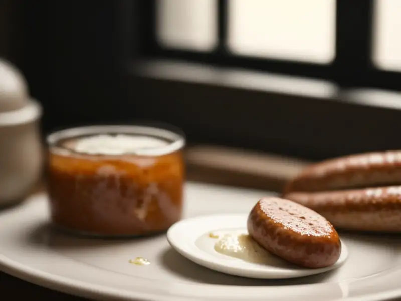 Cones de vitela, molho de tomate com creme e raiz-forte
