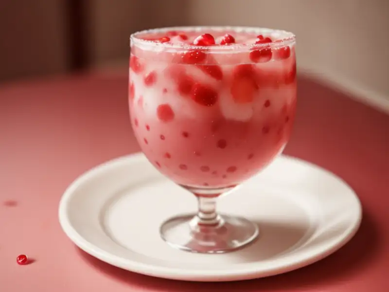 Coquetel de banana, morango e romã