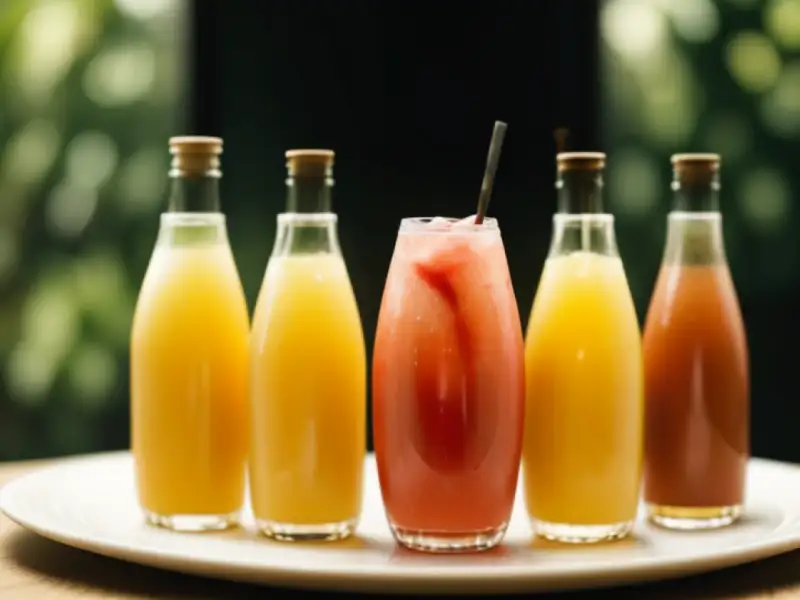 Coquetel de três frutas com champanhe e sorvete