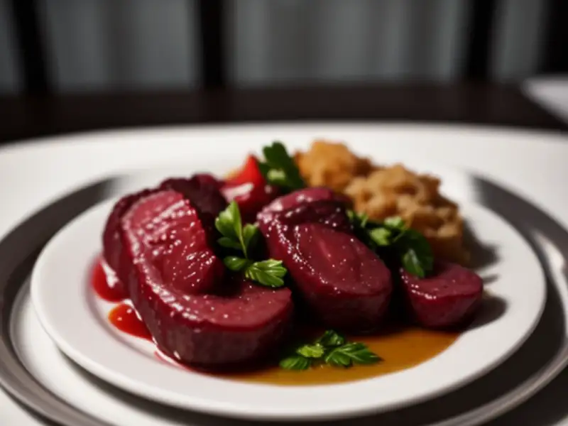Costine di agnello con barbabietole e salsa al vino